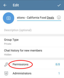 open permissions menu
